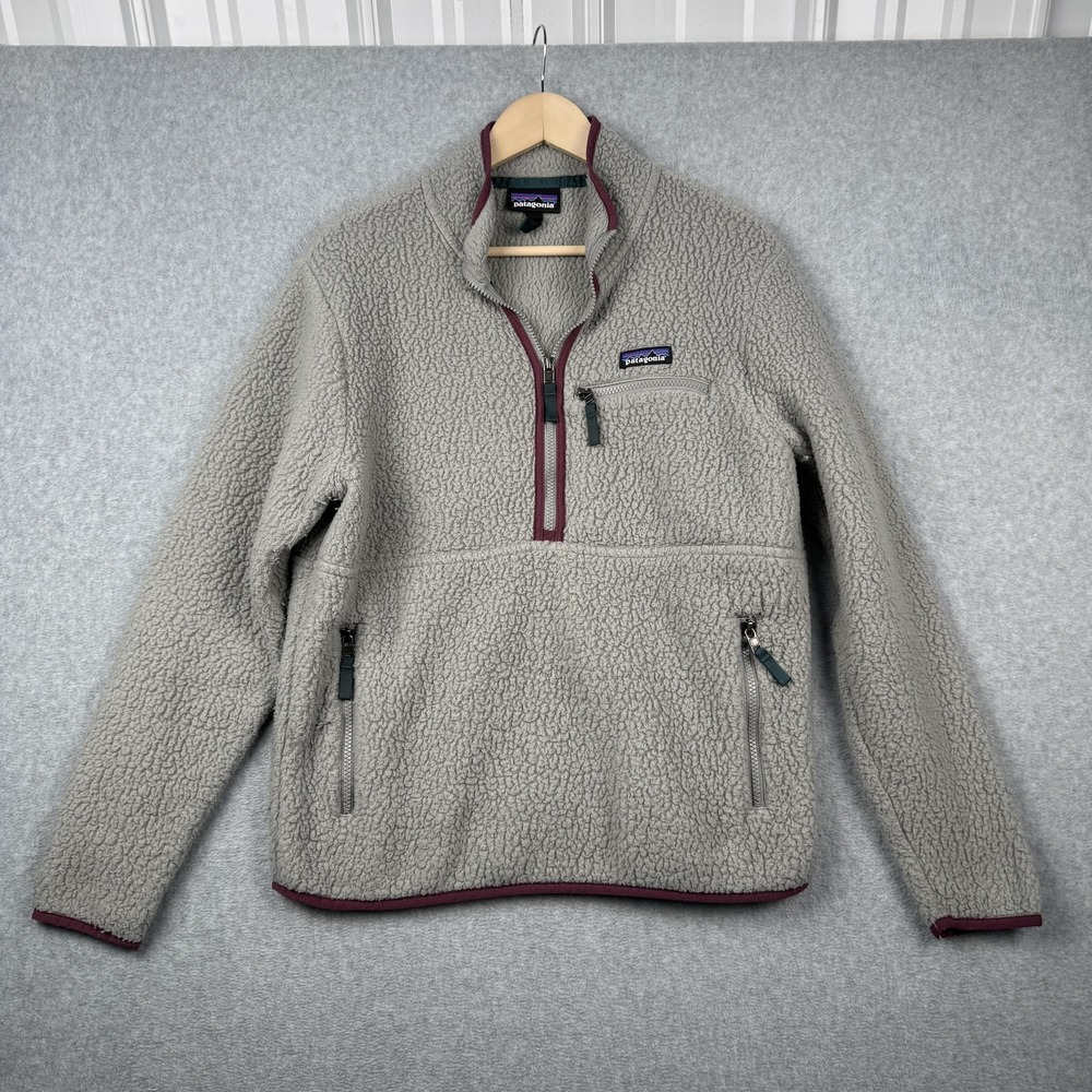 Patagonia Pullover Womens M Gray Sherpa Fleece 1/4 Zip Jacket Outdoor Hiking